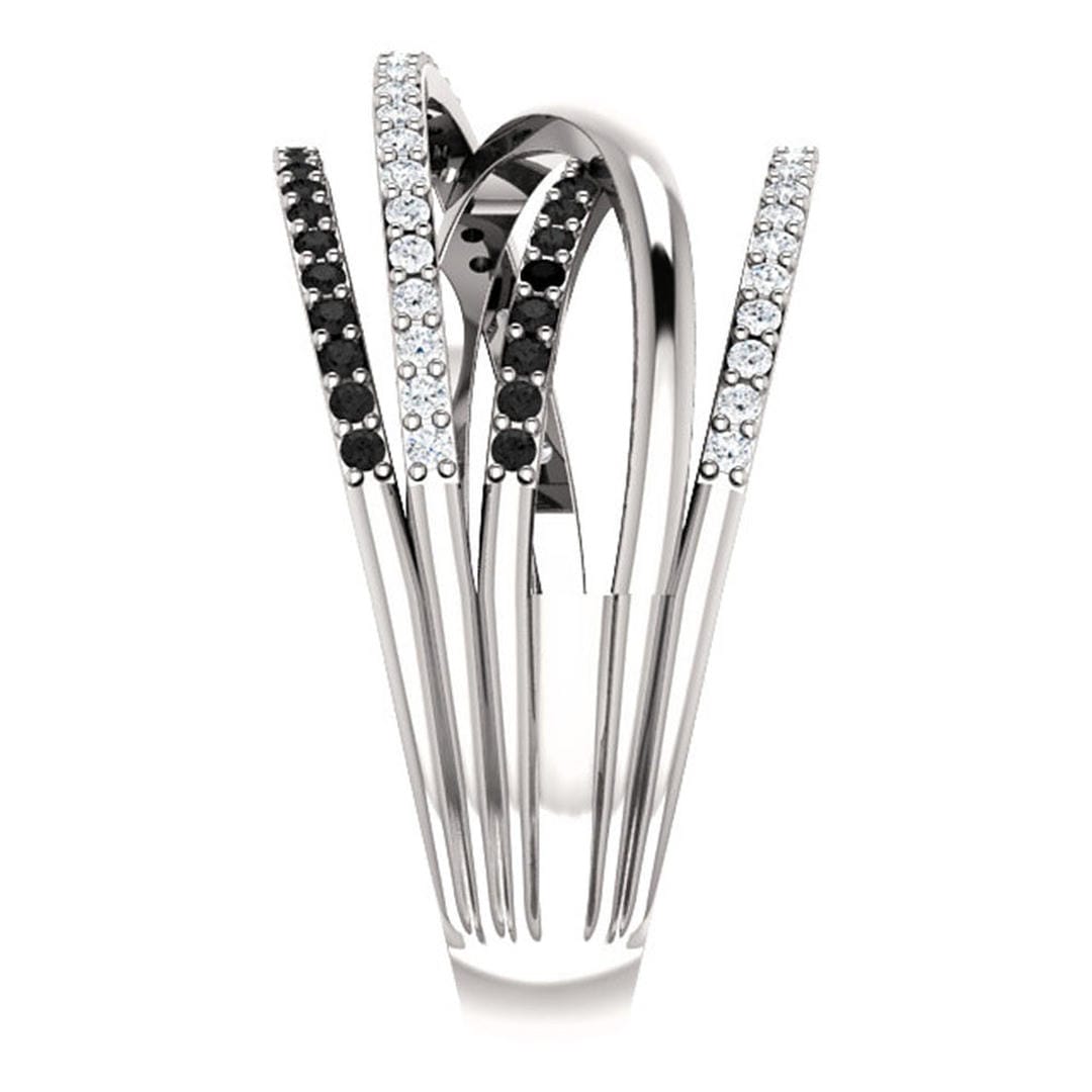 Black White Crossover Statement Ring