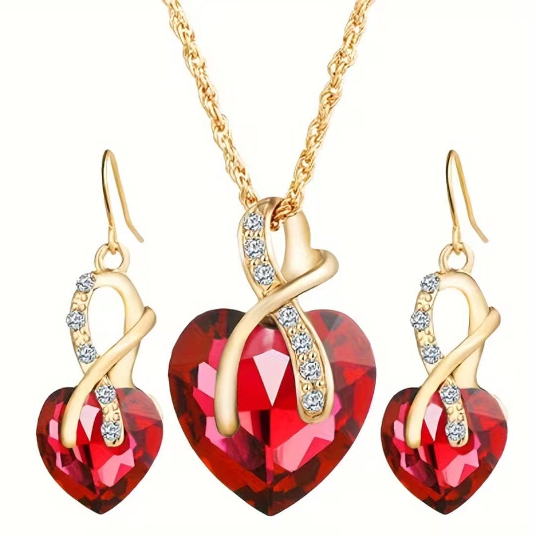 Emerald Heart Infinity Jewelry Set