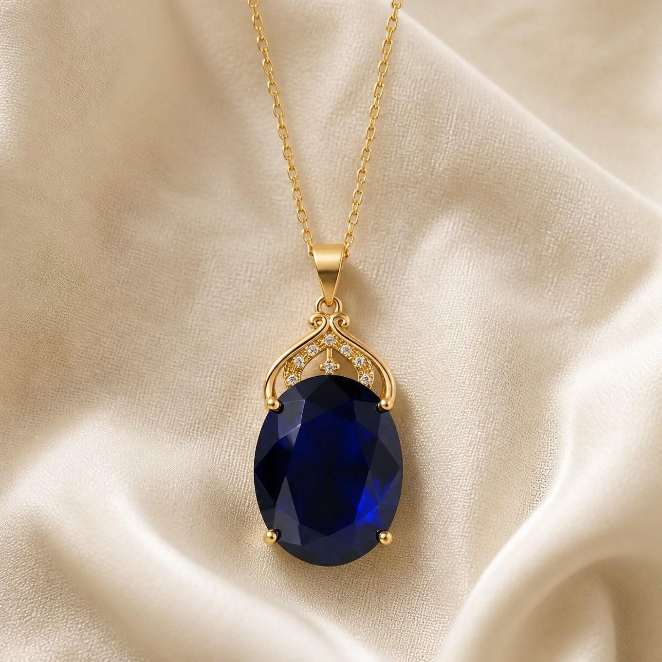 Regal Sapphire Golden Necklace