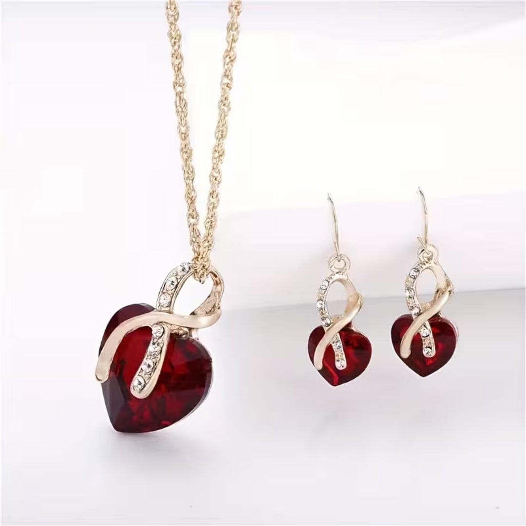 Emerald Heart Infinity Jewelry Set