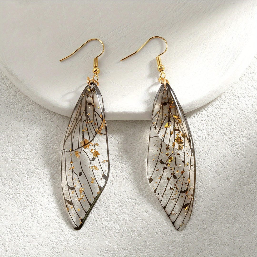 Butterfly Wing Resin Drop Earrings