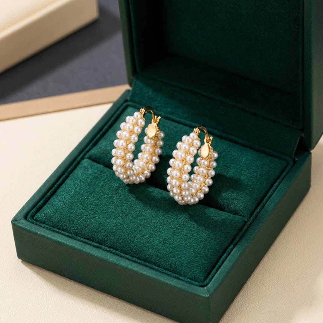 Pearl Bubble Hoop Earrings