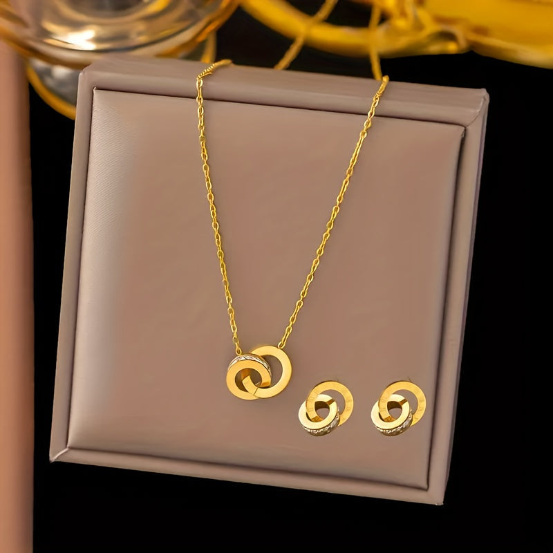 Infinity Bound Circle White Gold Set