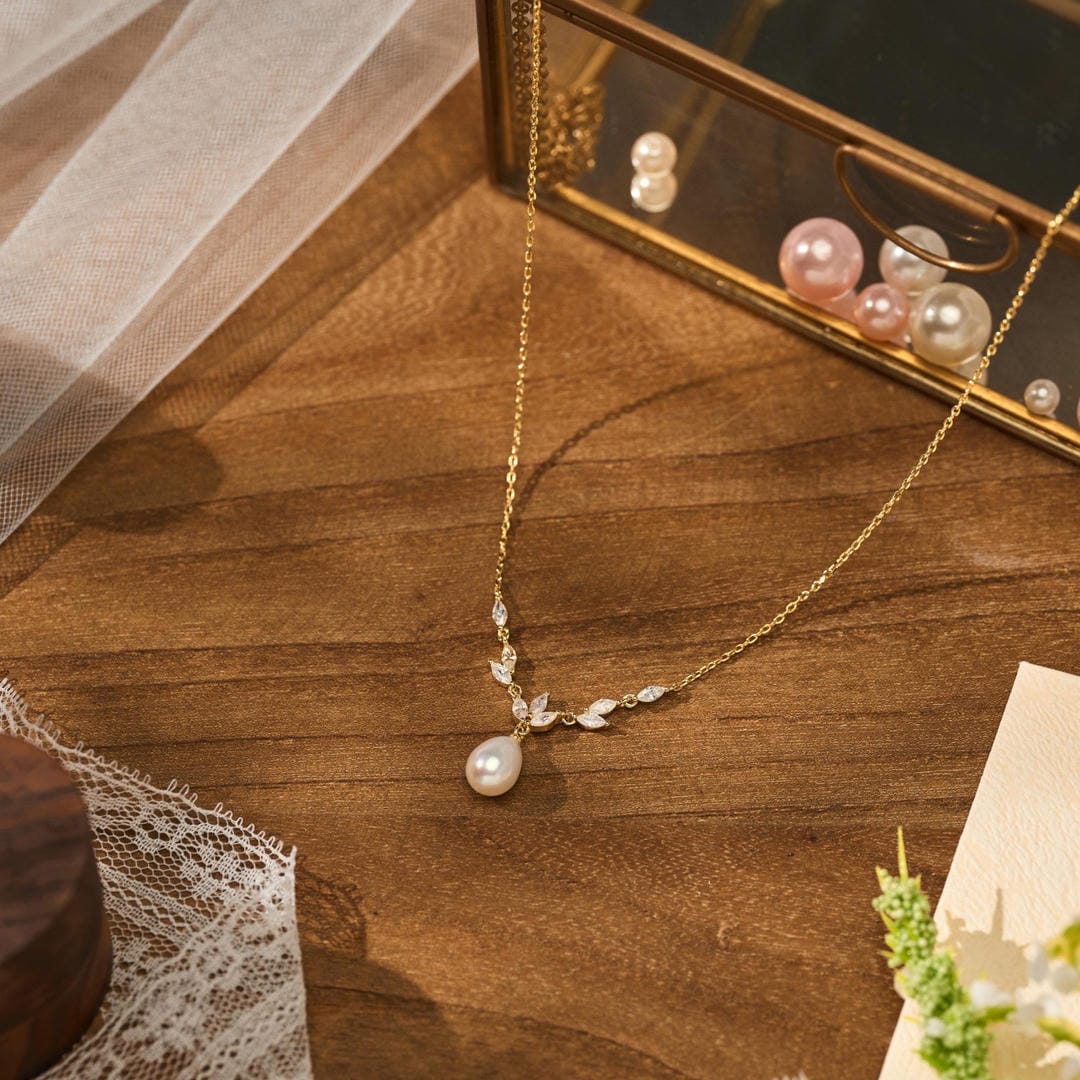 Pearl Marquise Vine Drop Necklace