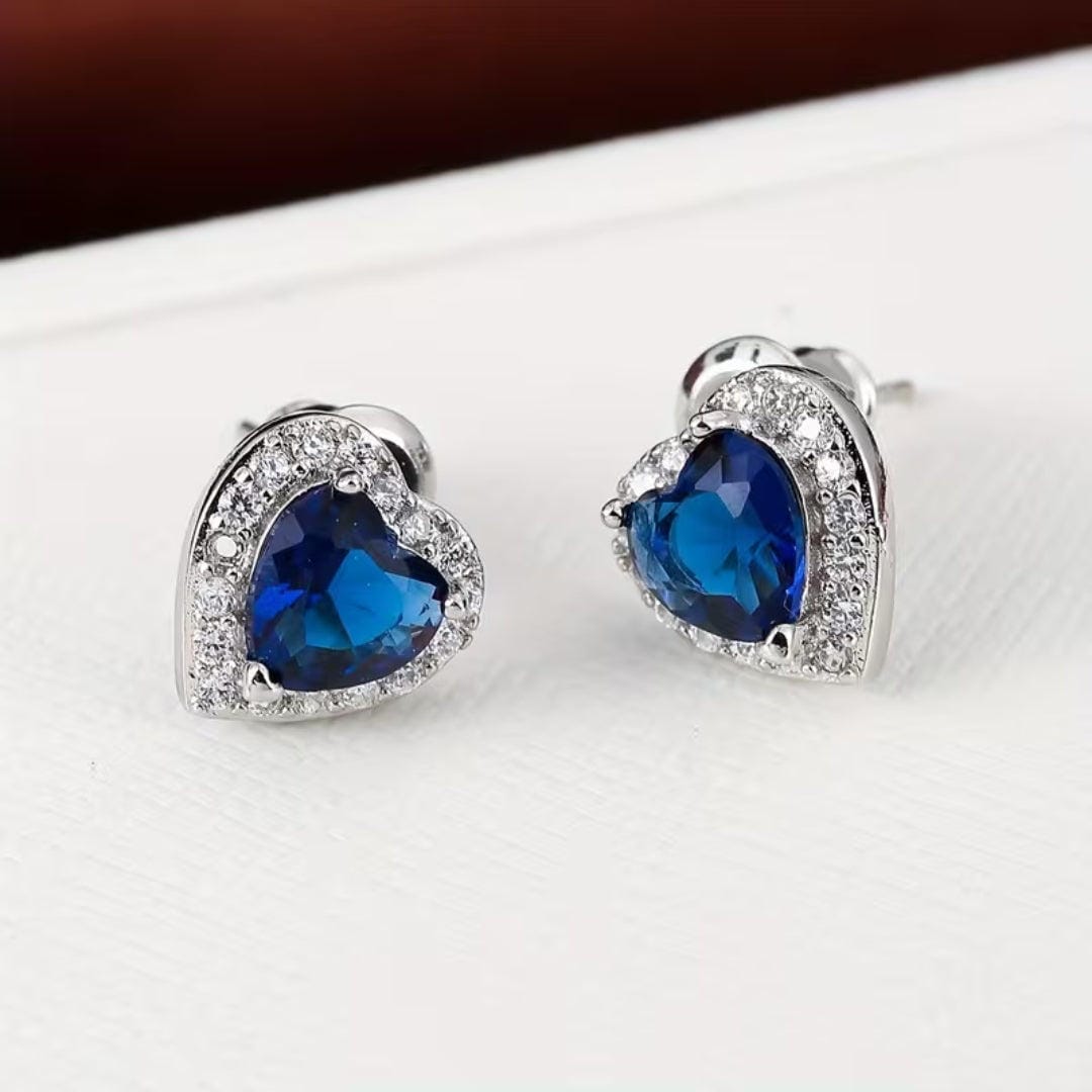 Emerald Heart Halo Stud Earrings