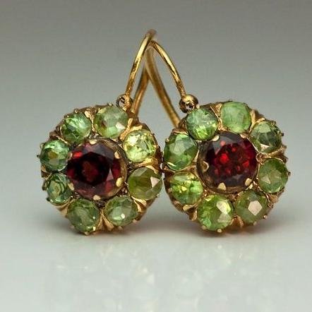 Emerald Ruby Luxe Earrings Gold