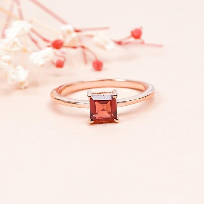 Regal Square Red Zircon Ring