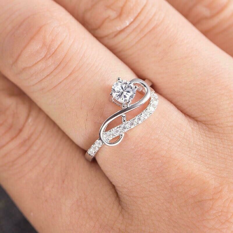 White Gold Infinity Moissanite Ring