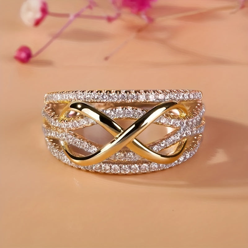 White Gold Inlaid Zirconia Infinity Ring