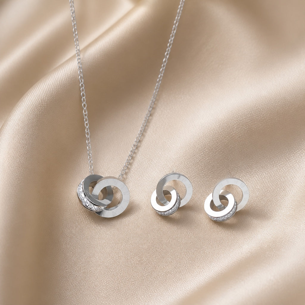 Infinity Bound Circle White Gold Set