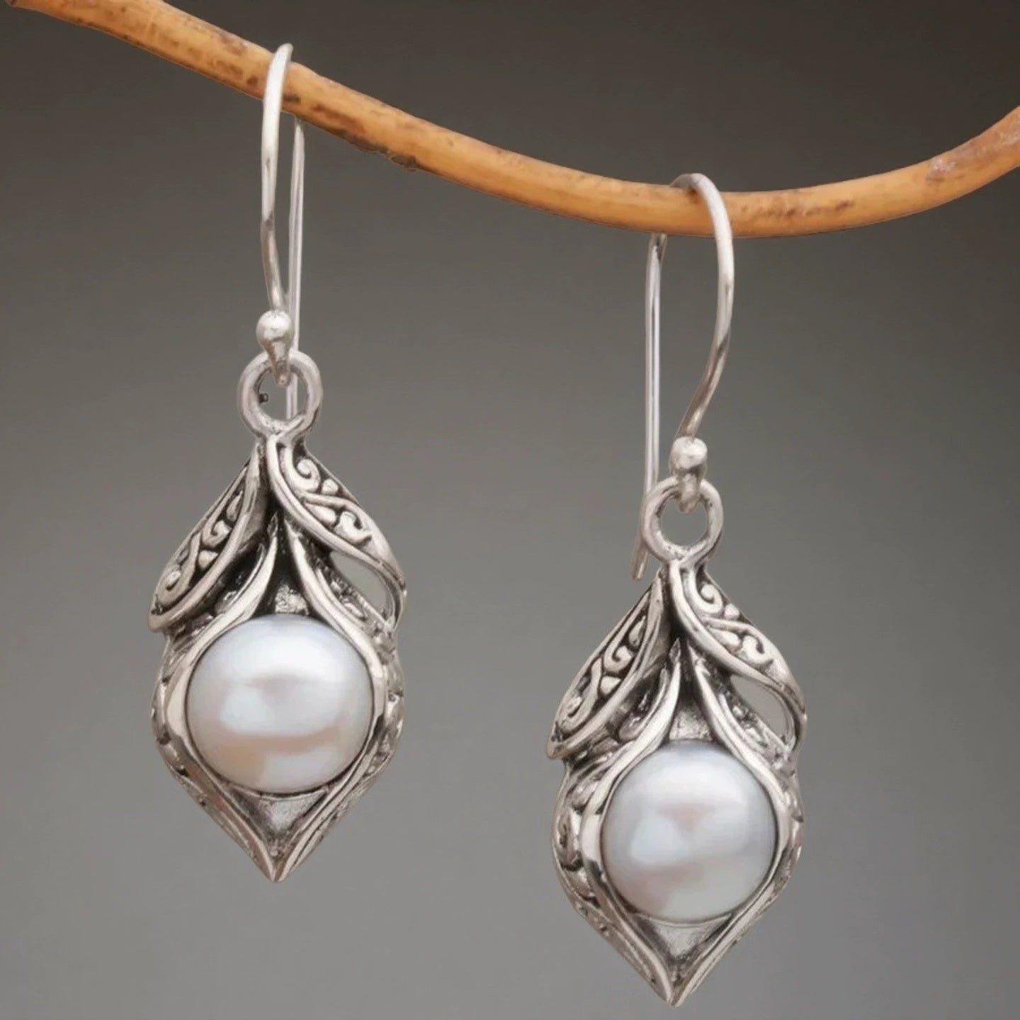 Graceful Pearl Carved Earrings