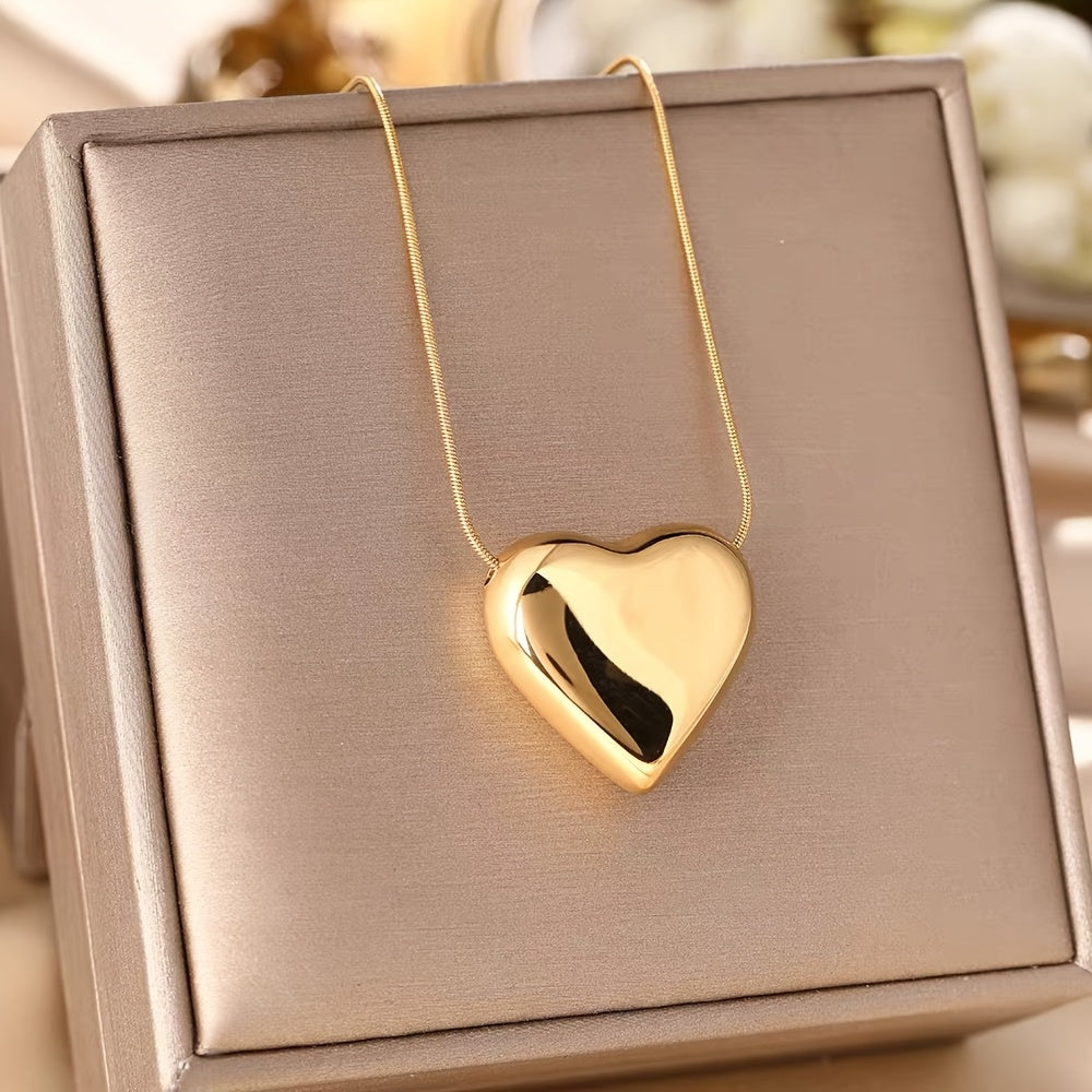 Timeless White Gold Puffy Heart Necklace