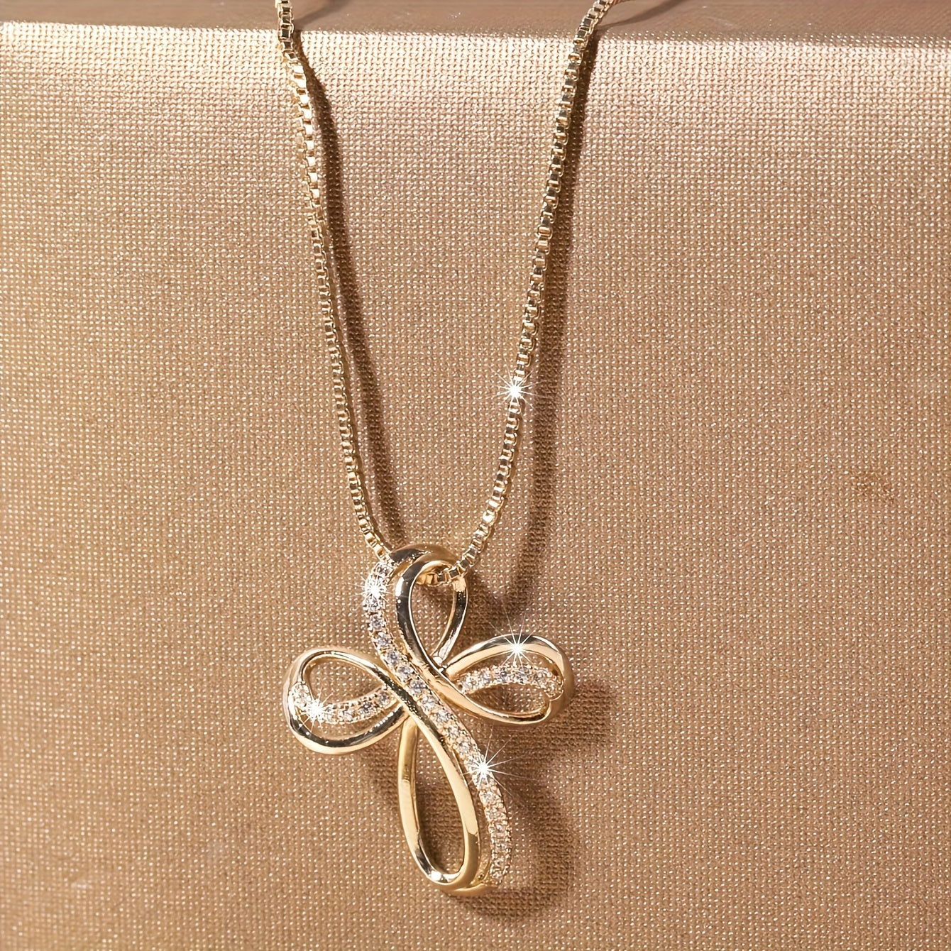 White Gold Twisted Cross Necklace