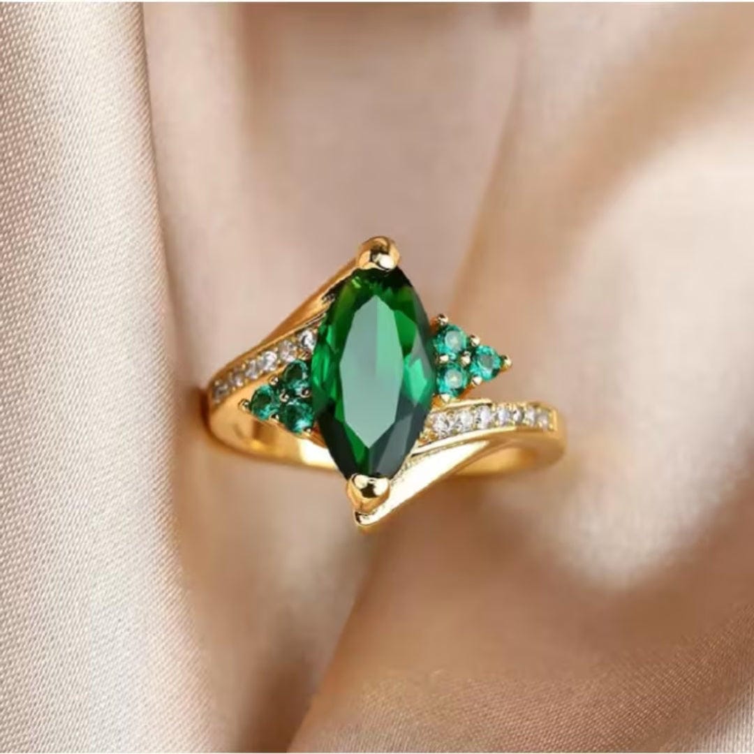 Marquise Emerald Crown Ring