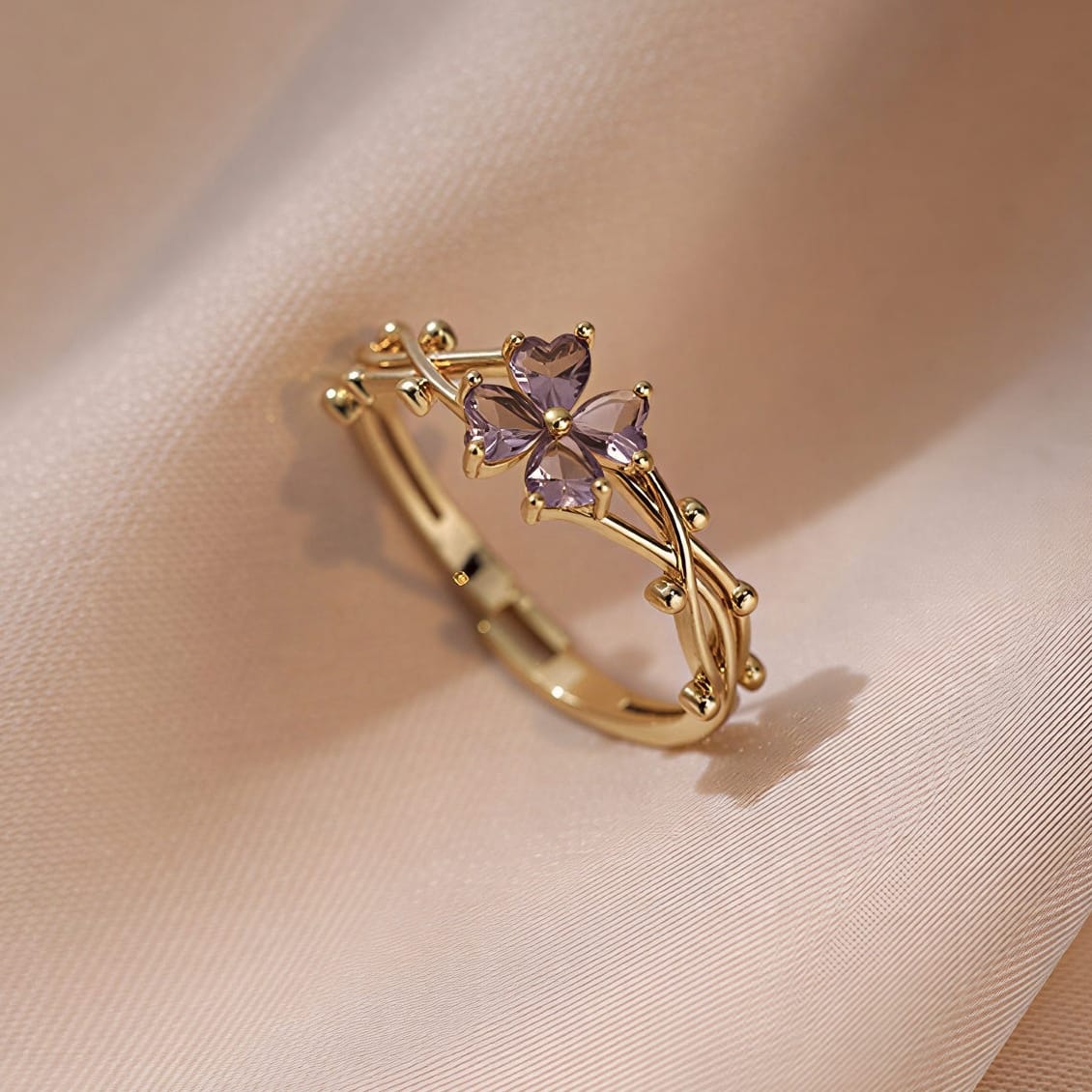 Amethyst Floral Bloom Ring