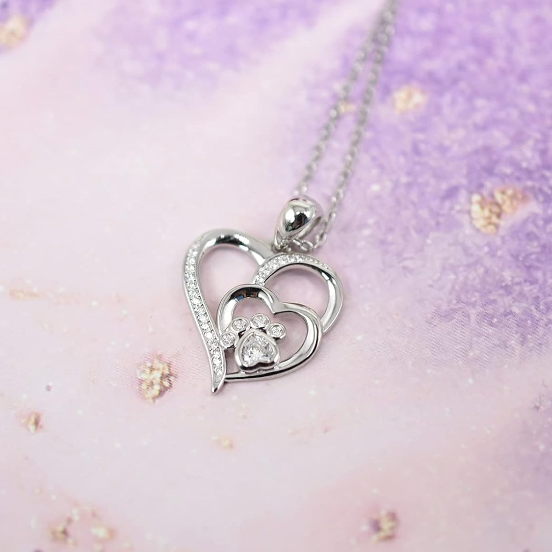 Delicate Heart Paw Necklace