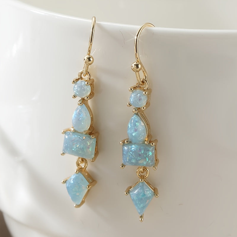 White Fire Opal Dangle Earrings