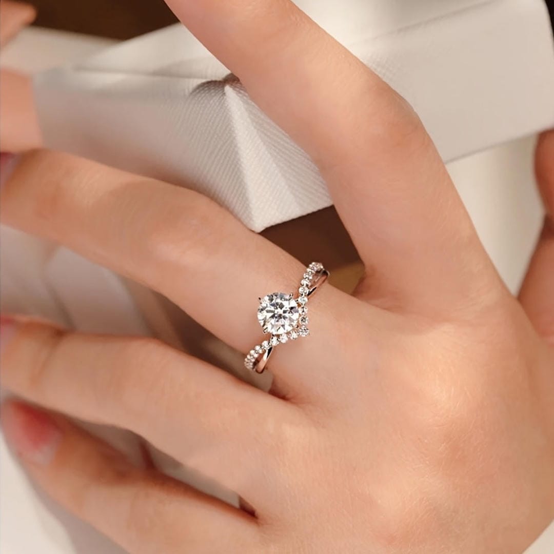 Crown Solitaire Crystal Promise Ring