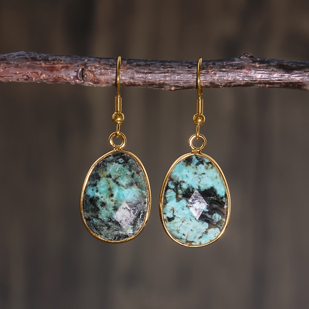 Sculpted Stone Gold Earrings