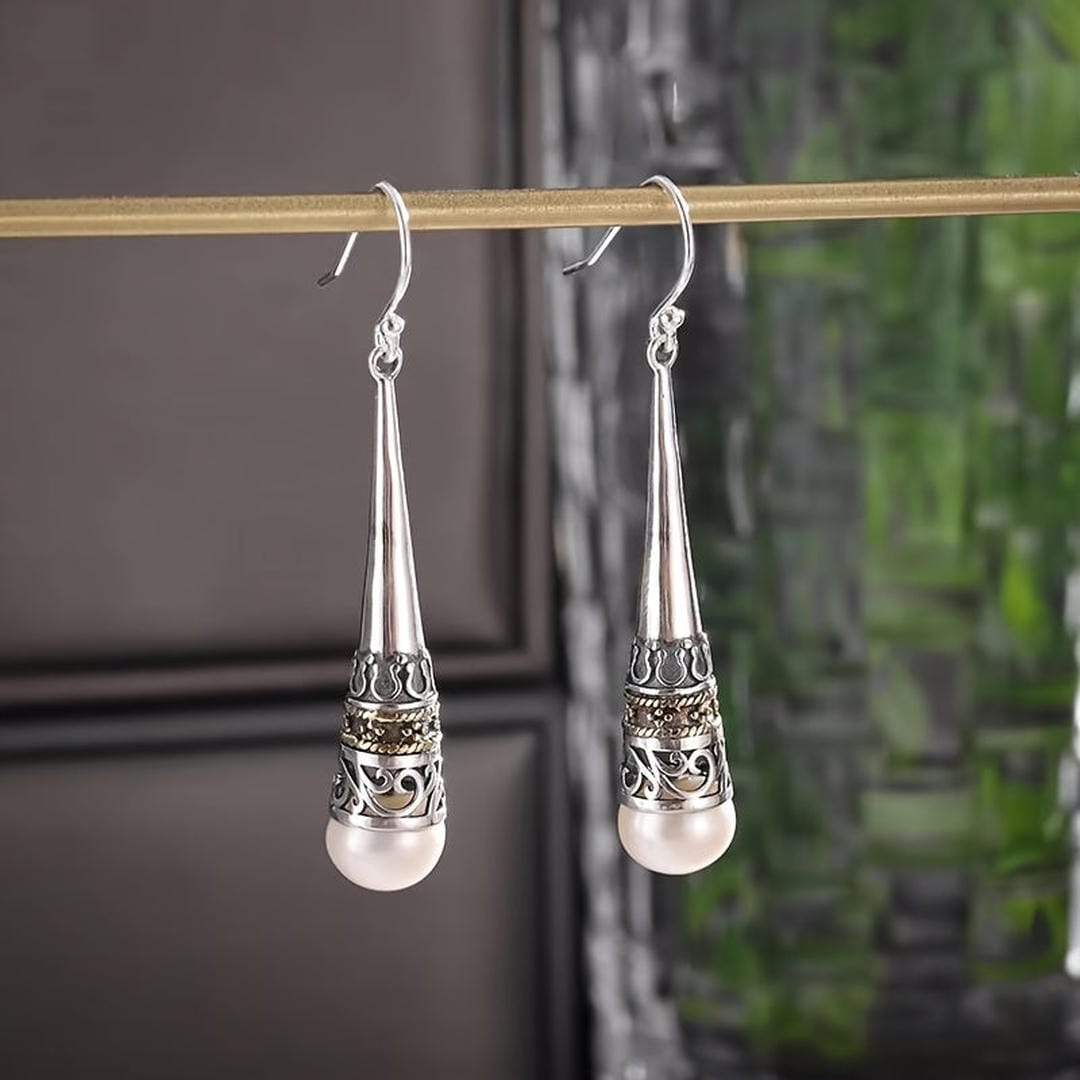 Vintage Pearl Talisman Drop Earrings