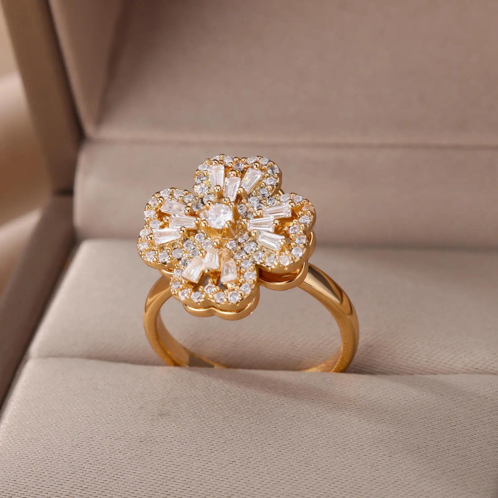 Crystal Clover Statement Ring