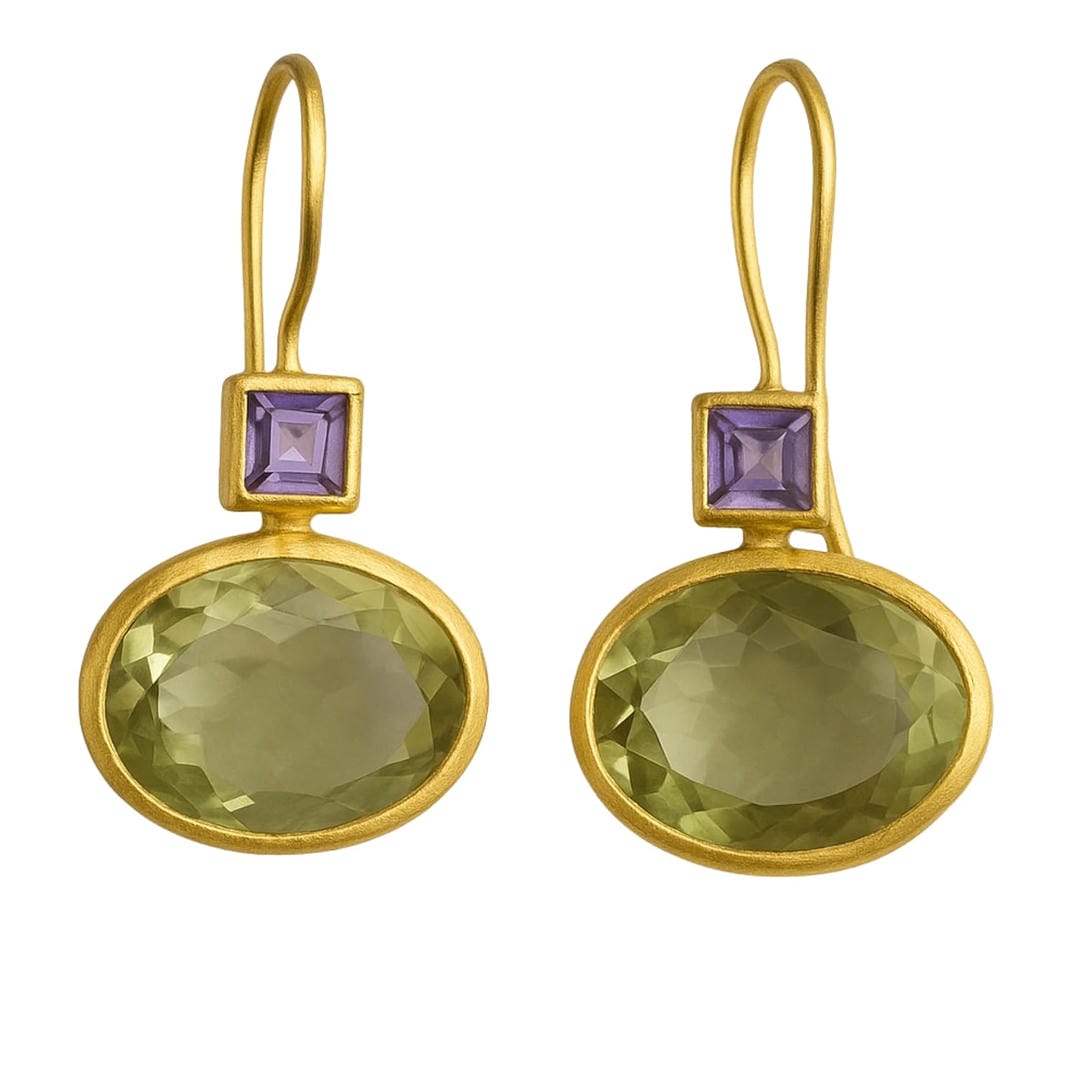 Vintage Green and Gold Crystal Earrings