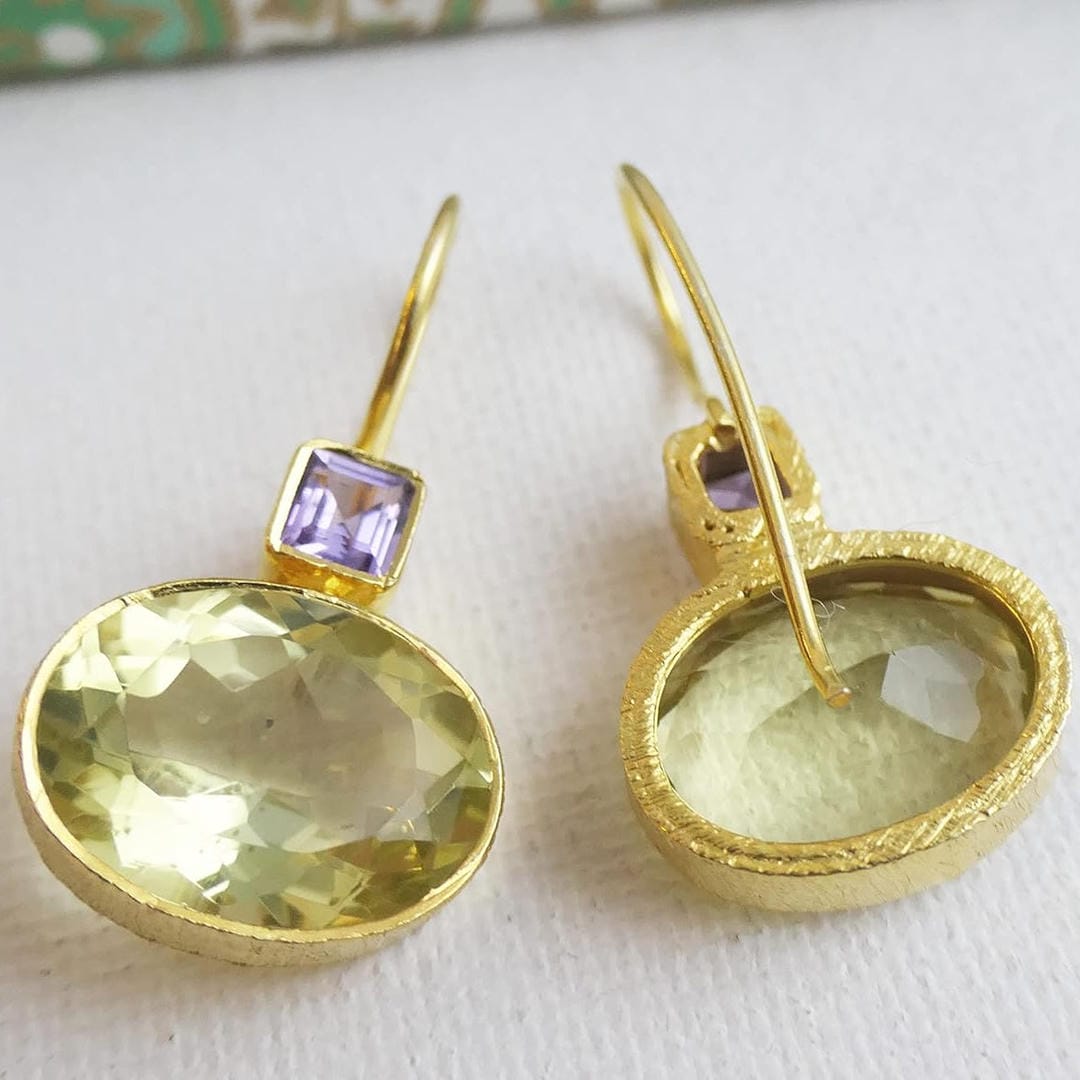 Vintage Green and Gold Crystal Earrings