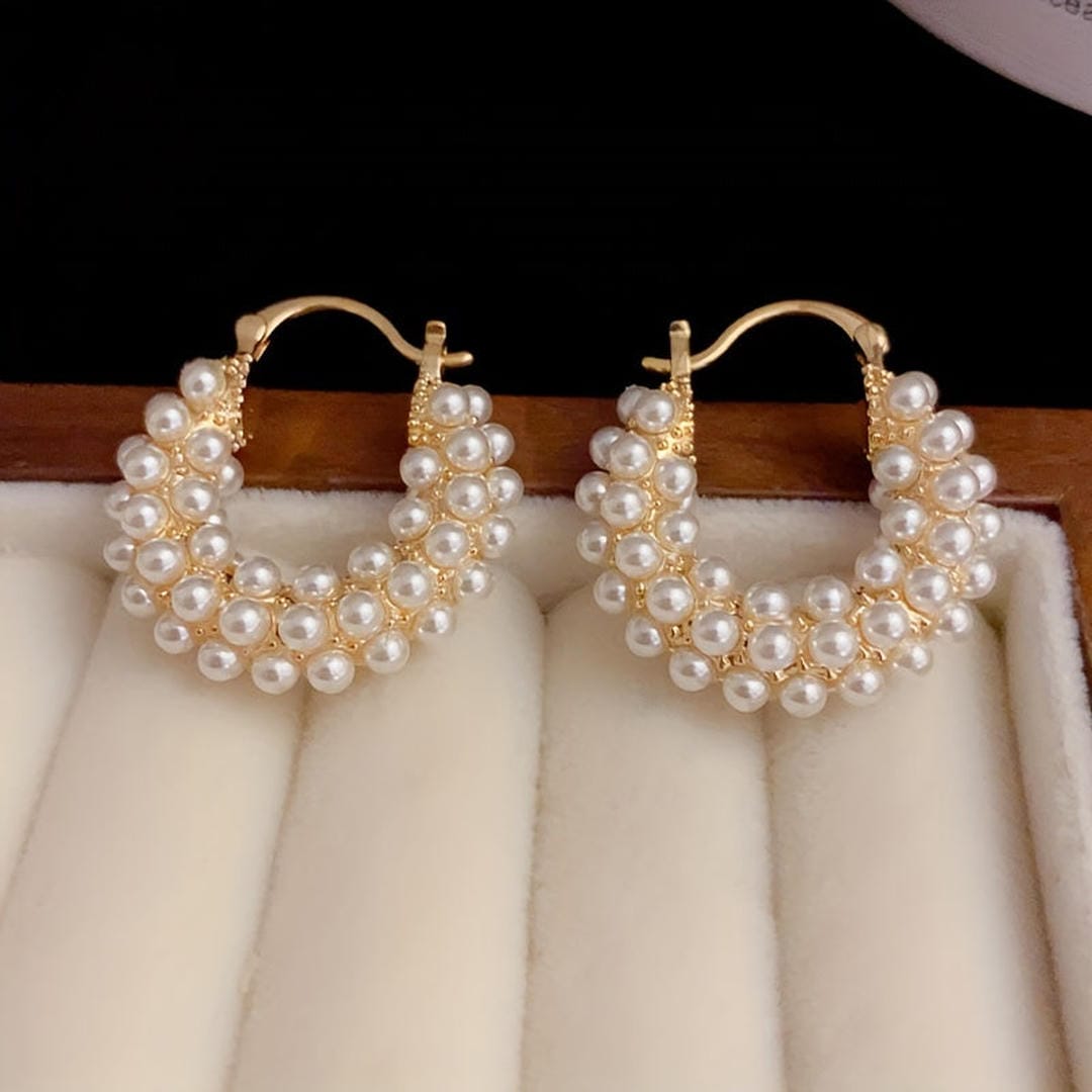 Pearl Bubble Hoop Earrings