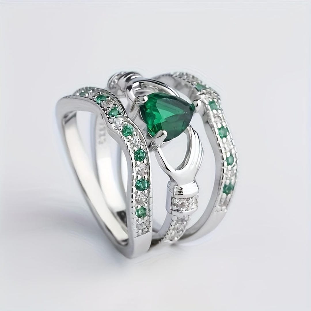 Heart Claddagh Ring Set