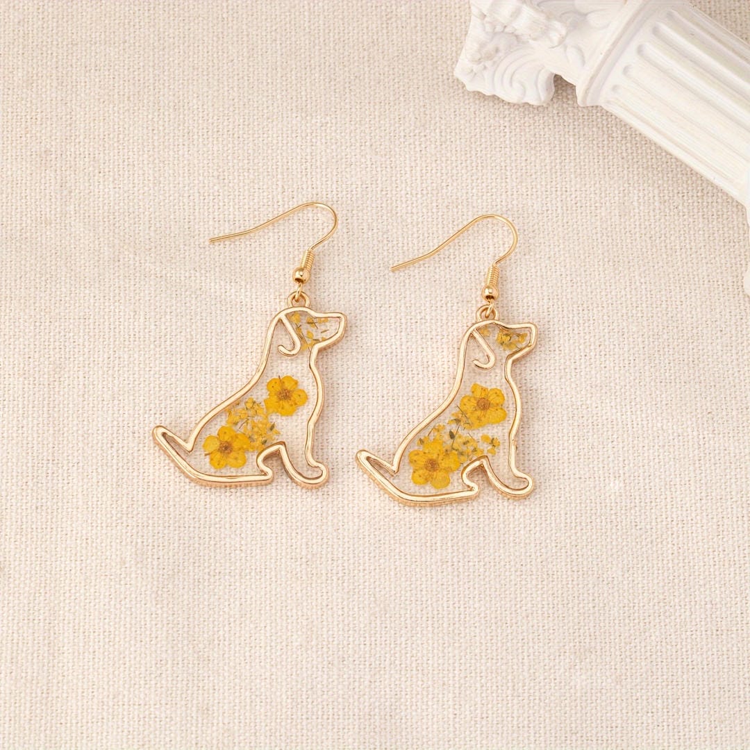 Floral Friend Silhouette Dangle Earrings