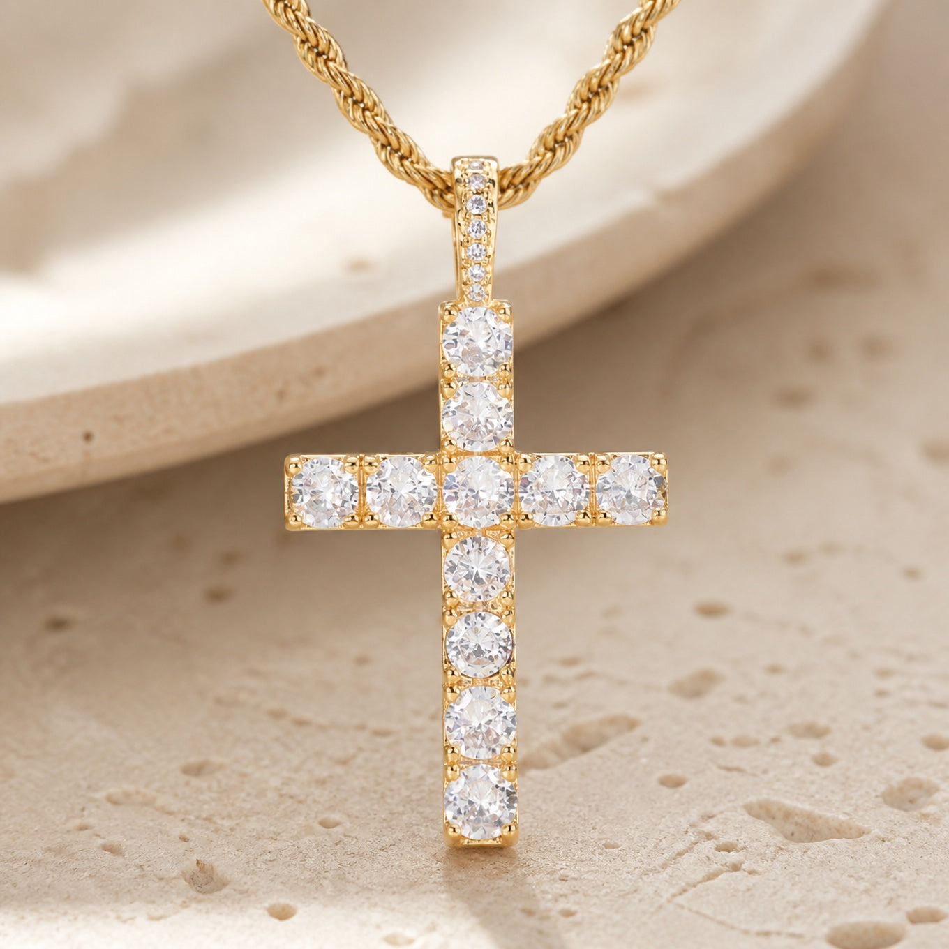 Gold Moissanite Cross Necklace