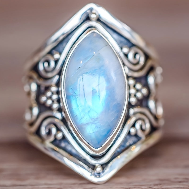 Ornate Marquise Moonstone Statement Ring