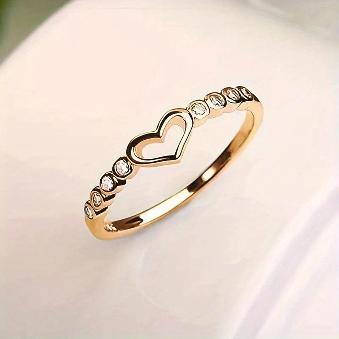 Open Heart Crystals Accent Ring