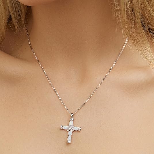 Opal Divine Cross Necklace