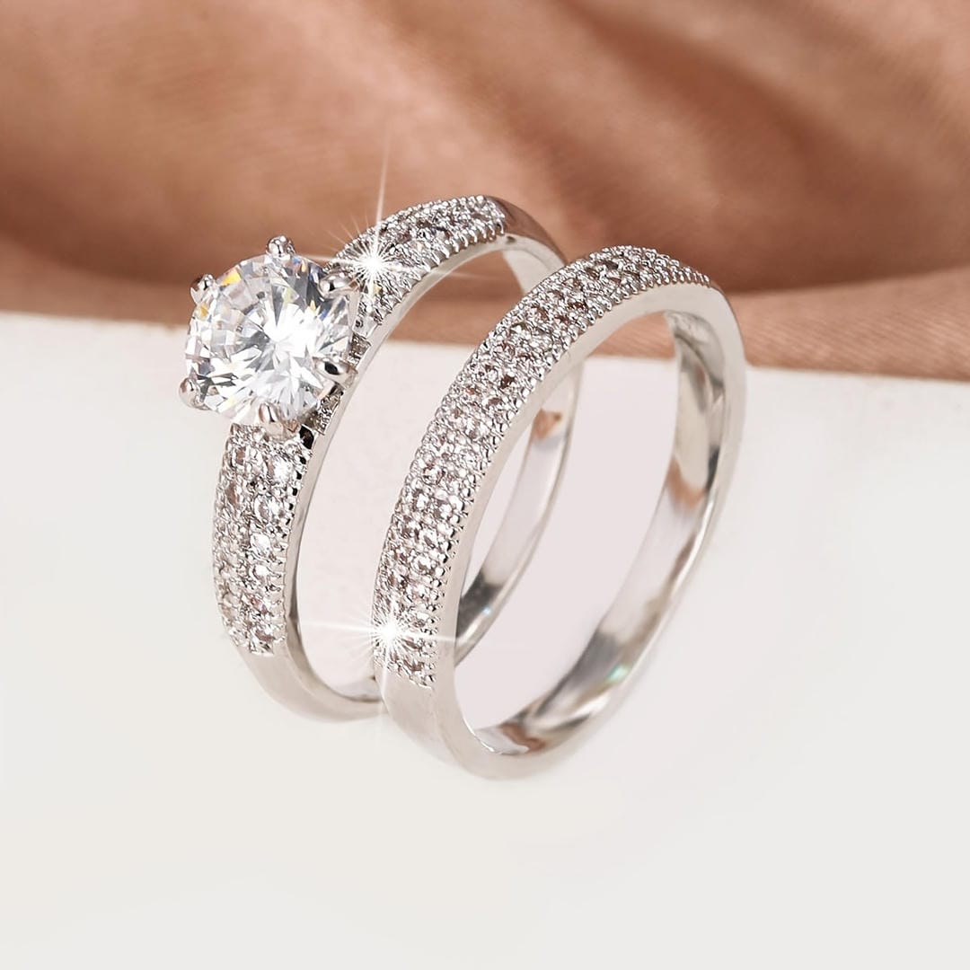 Round Pavé Ring Set