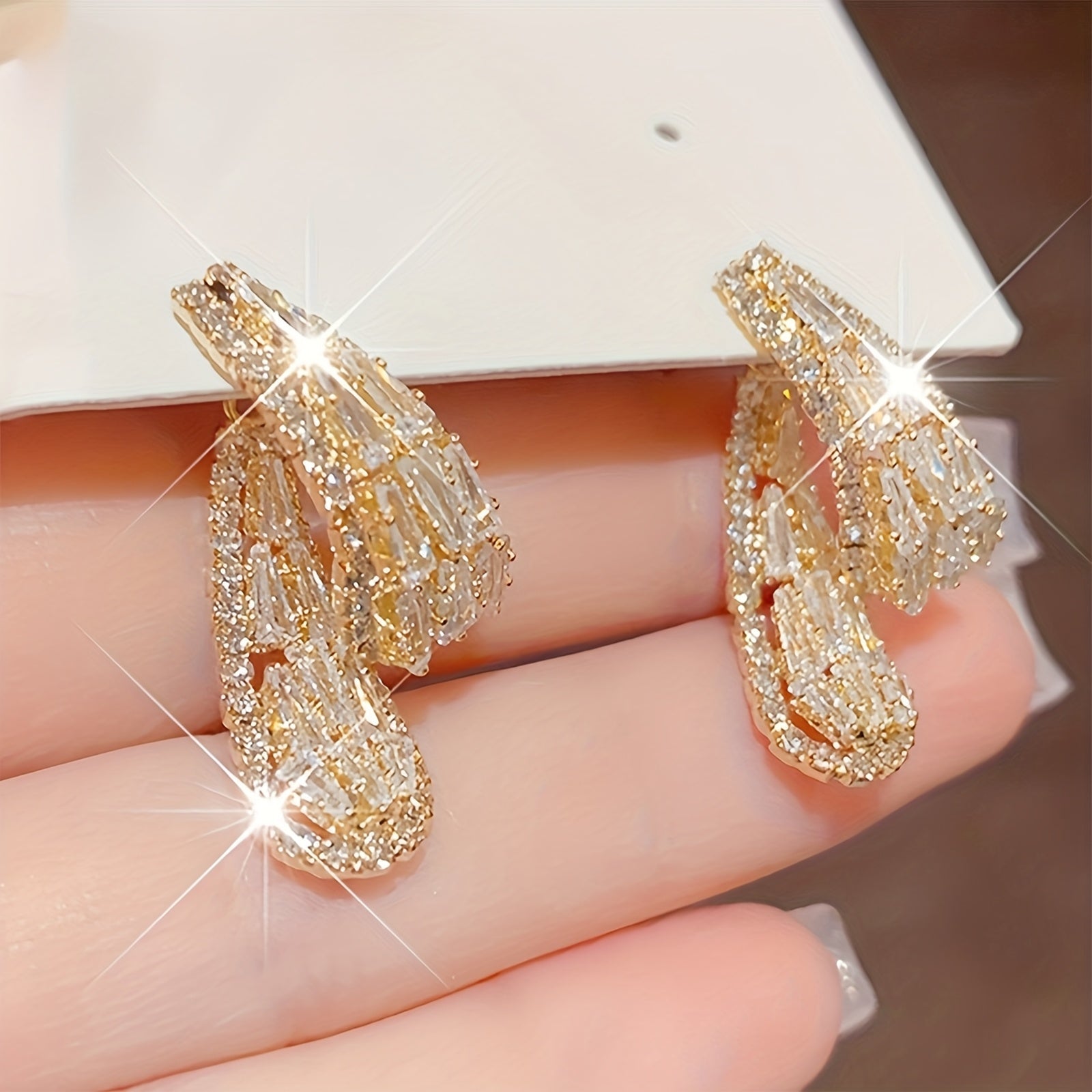 White Gold Cascade Hoop Earrings