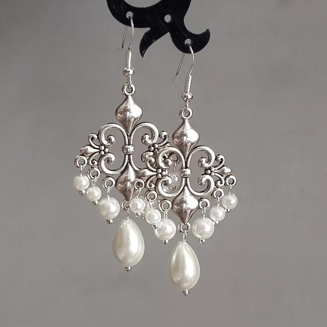 Pearl Chandelier Filigree Drop Earrings
