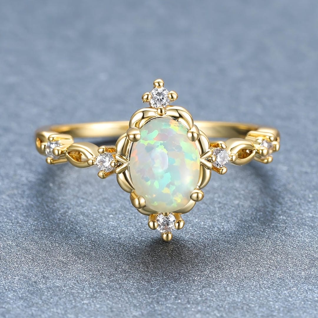 Celestial Opal Crystal Garden Ring
