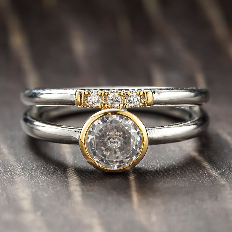 Radiant Gold Bezel Inlay Zirconia Ring