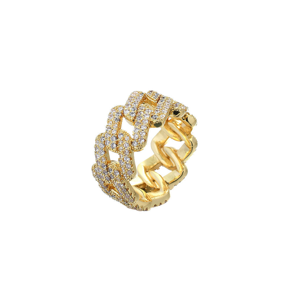 Elegant Gold and Silver Zirconia Inlaid Ring