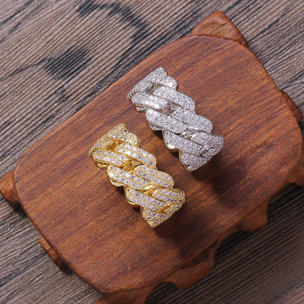 Elegant Gold and Silver Zirconia Inlaid Ring