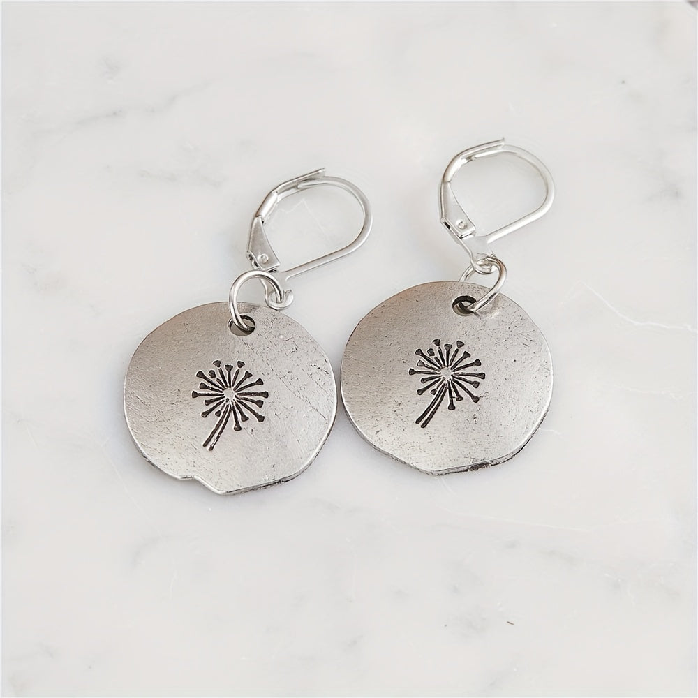 Retro Creative Round Geometric Dandelion Earrings