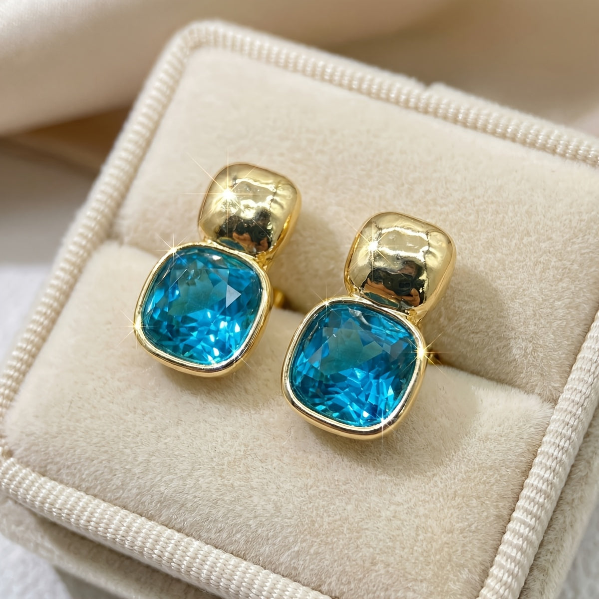 Retro Square Zirconia Stud Earrings