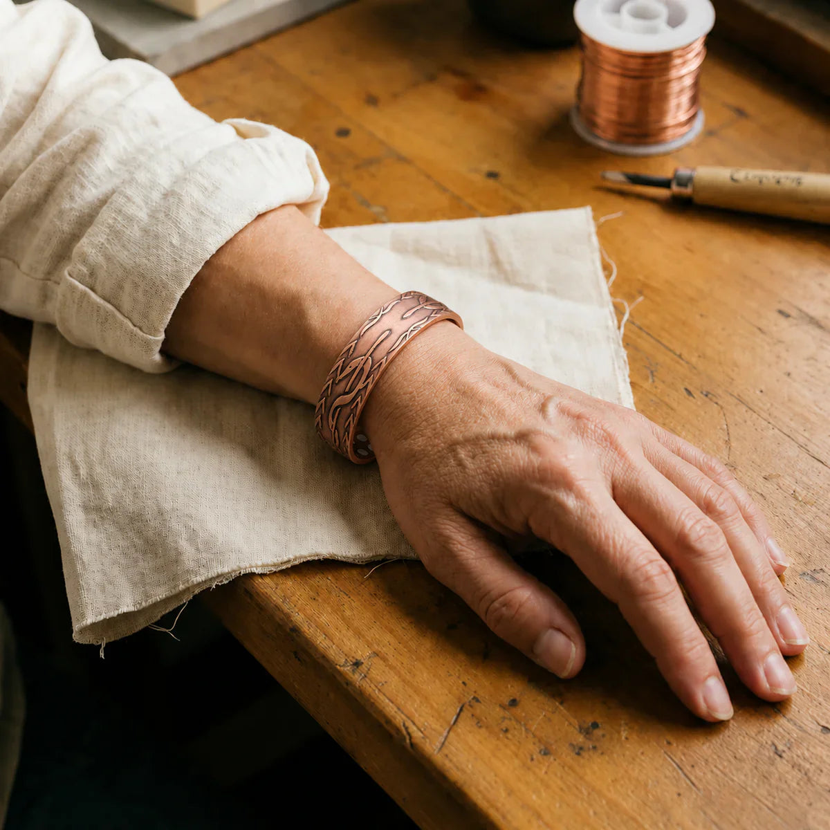 Ember Frond Copper Bracelet