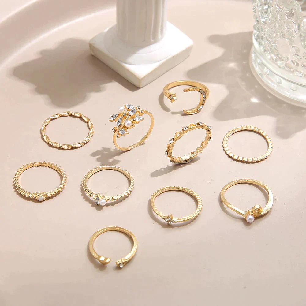 Minimal Boho Ten Rings Set