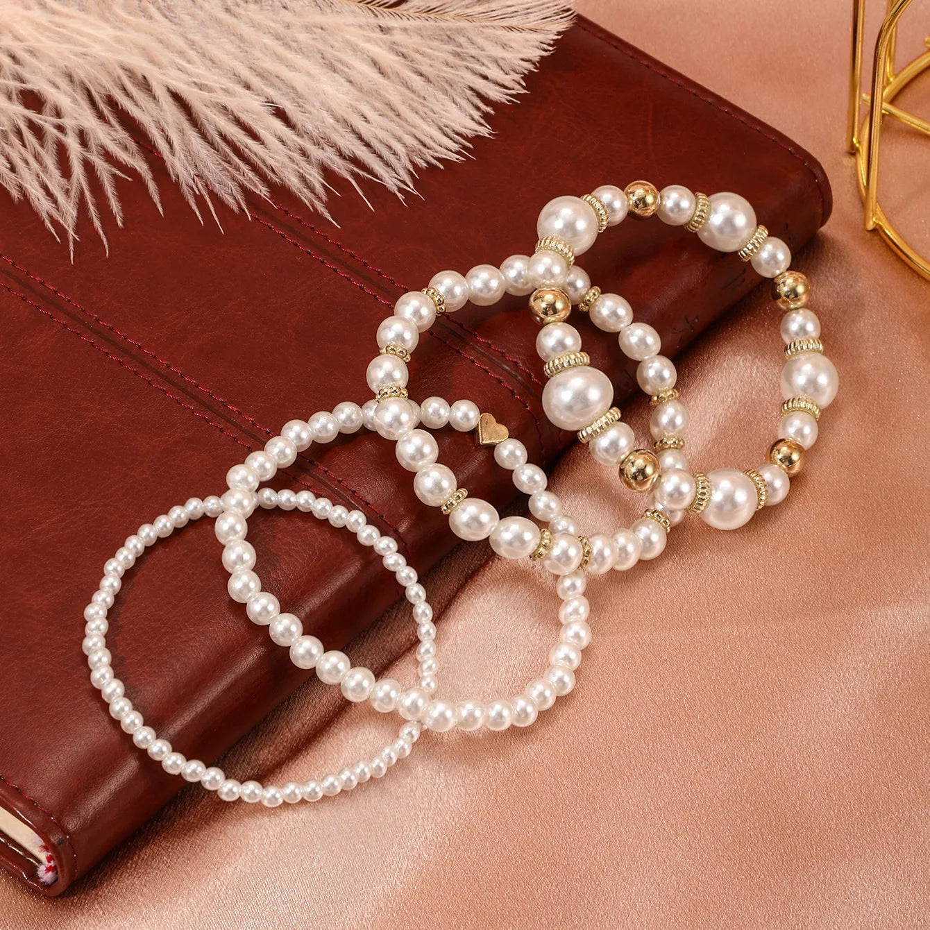 Love and Pearl Bracelet Set