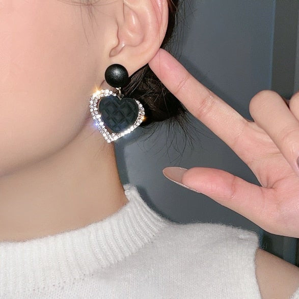 Black Gold Heart Shaped Earrings