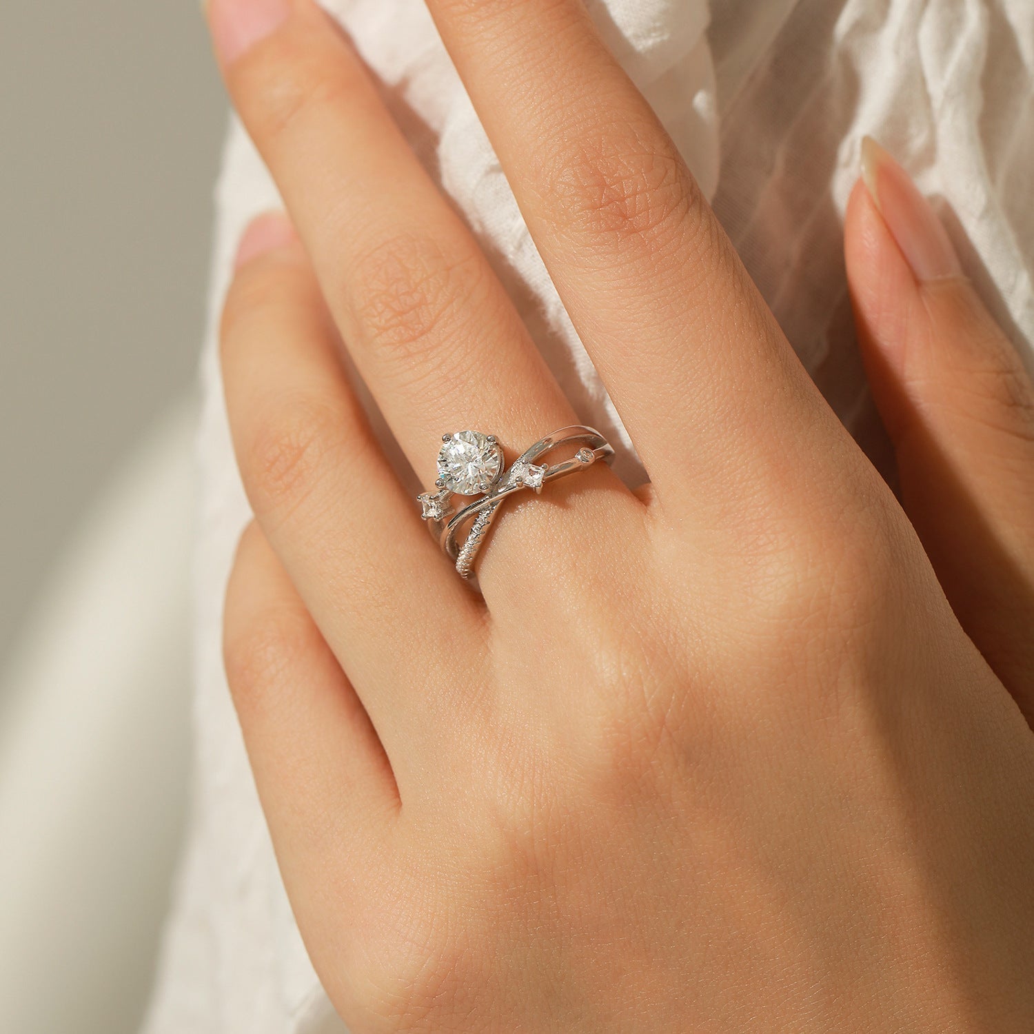 White Gold Zirconia Starry Sky Ring