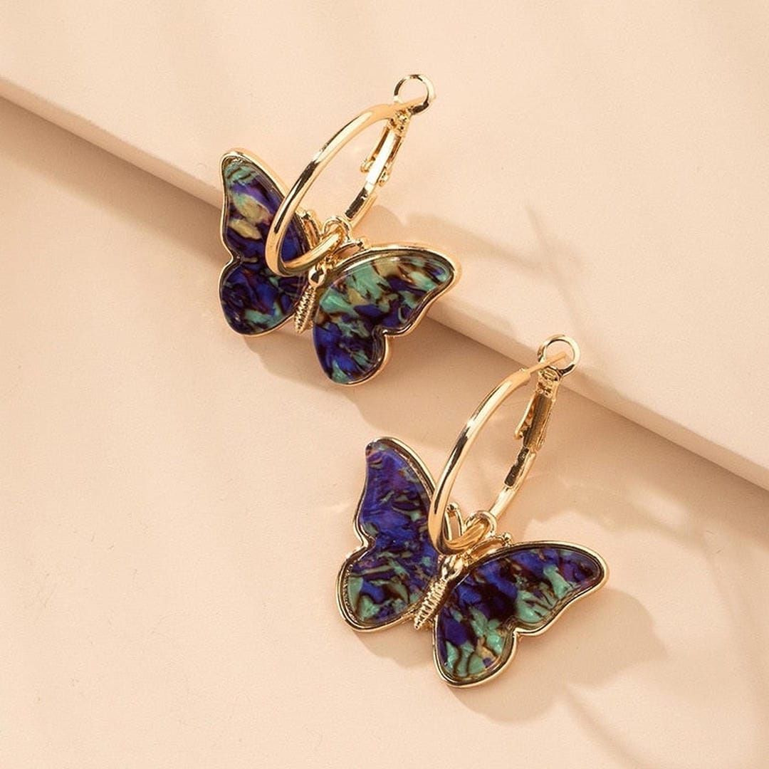 Gold Butterfly Hoop Earrings