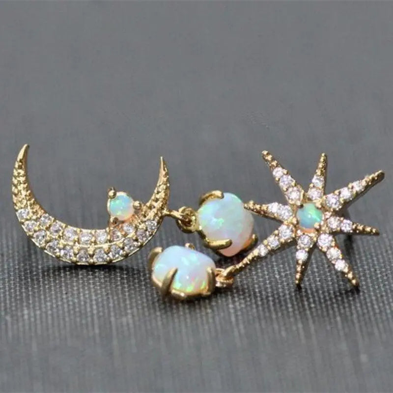 Celestial Opal Gold Earrings